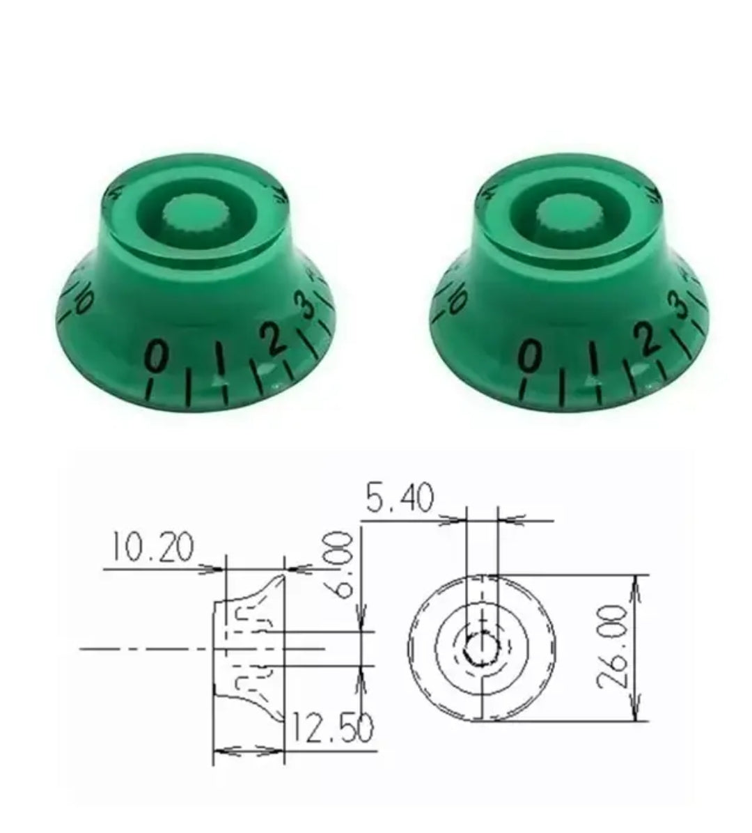 Top hat green volume / tone knobs