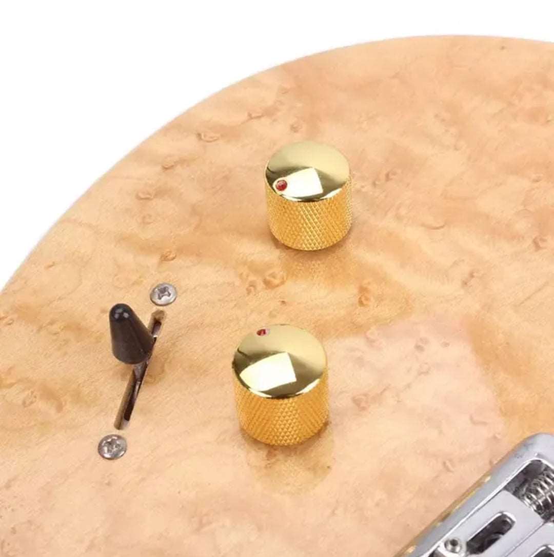 Gold metal electric guitar volume tone knobs