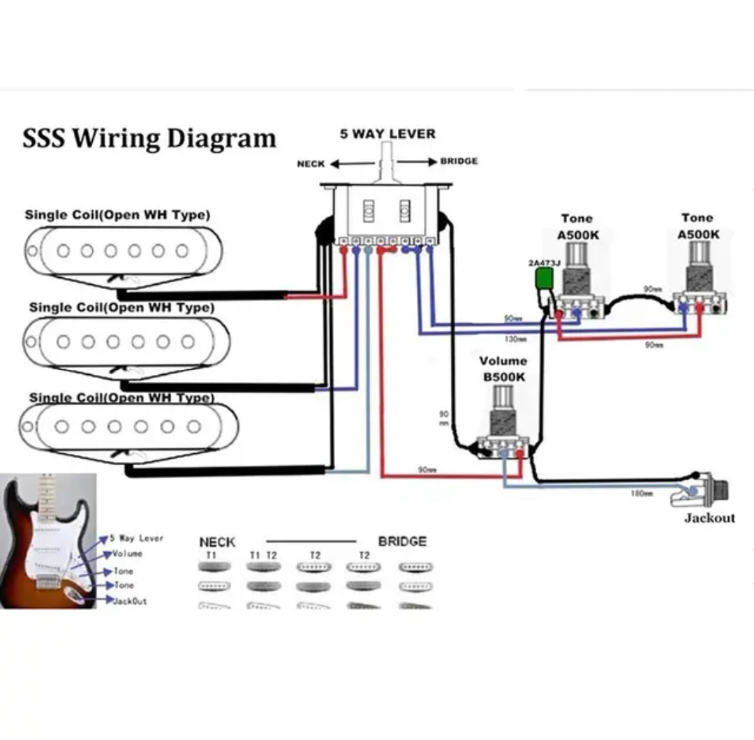 Stratocaster guitar wiring harness kit