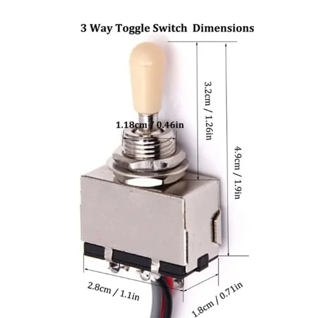 Les Paul 3 way toggle switch size guide for wiring kit