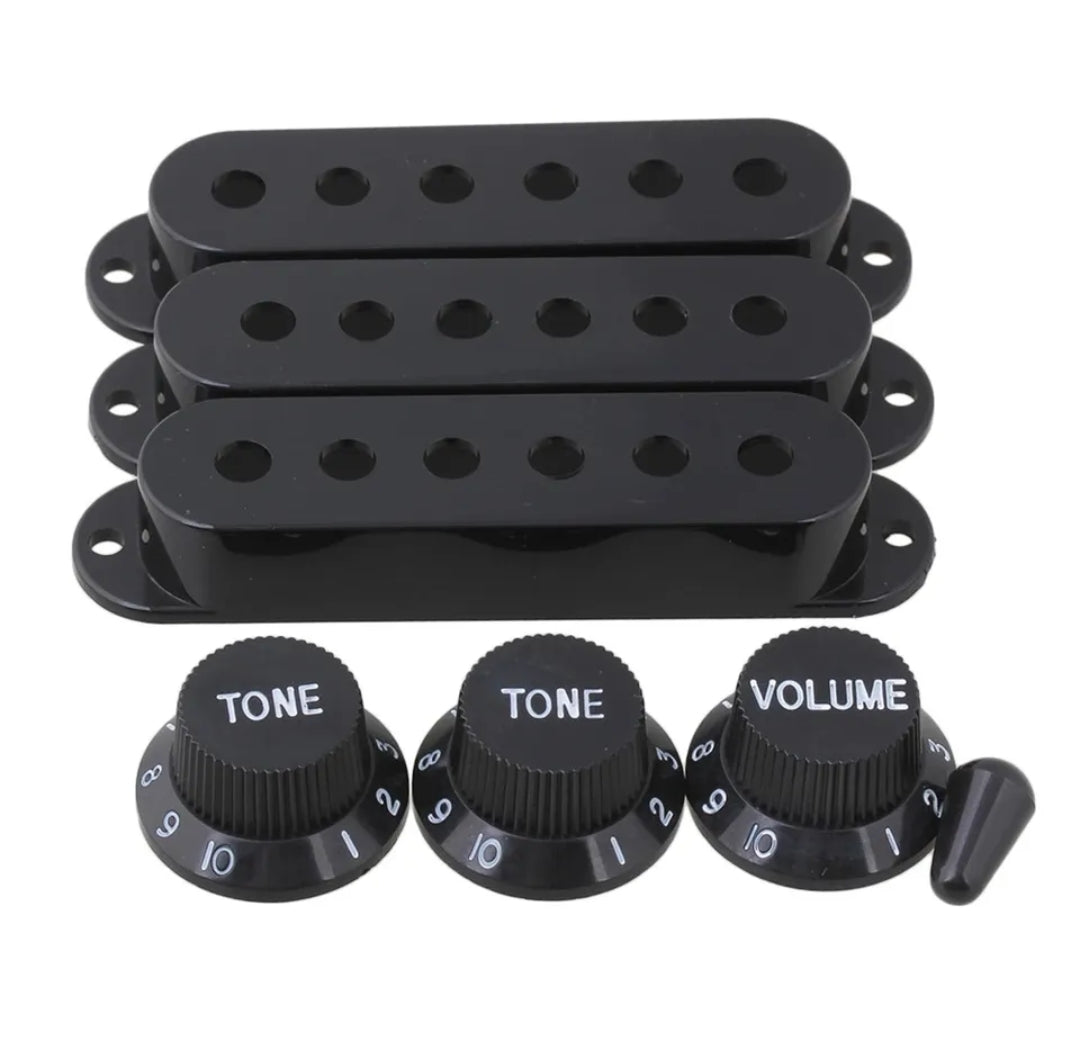 Stratocaster knobs and pickup cover set