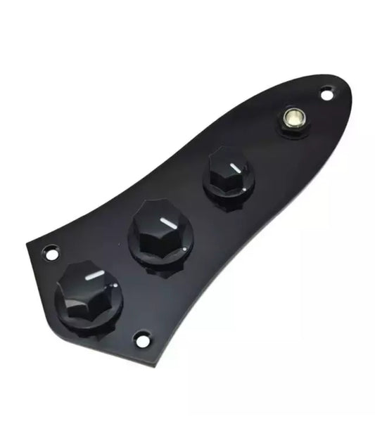 Black Electric Jazz Bass Guitar Loaded Prewired Control Plate