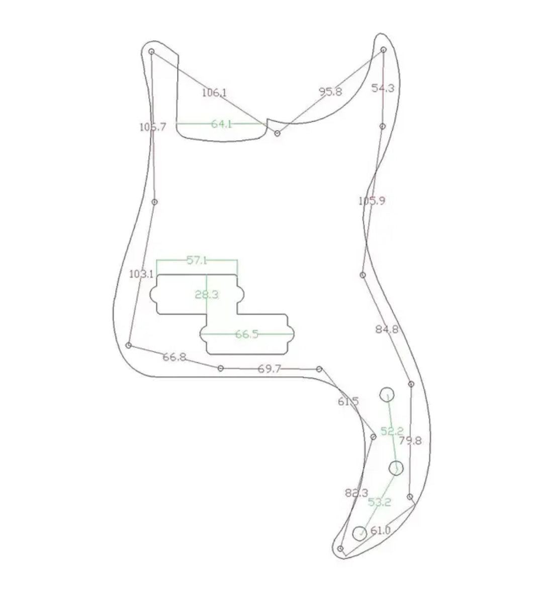 Precision bass guitar 3ply black scratch plate pickguard