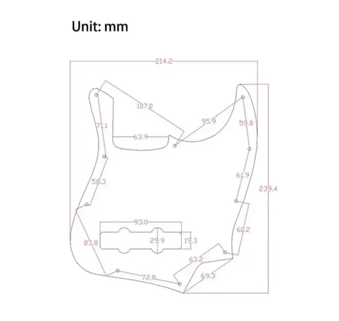 Jazz bass guitar scratch plate size guide