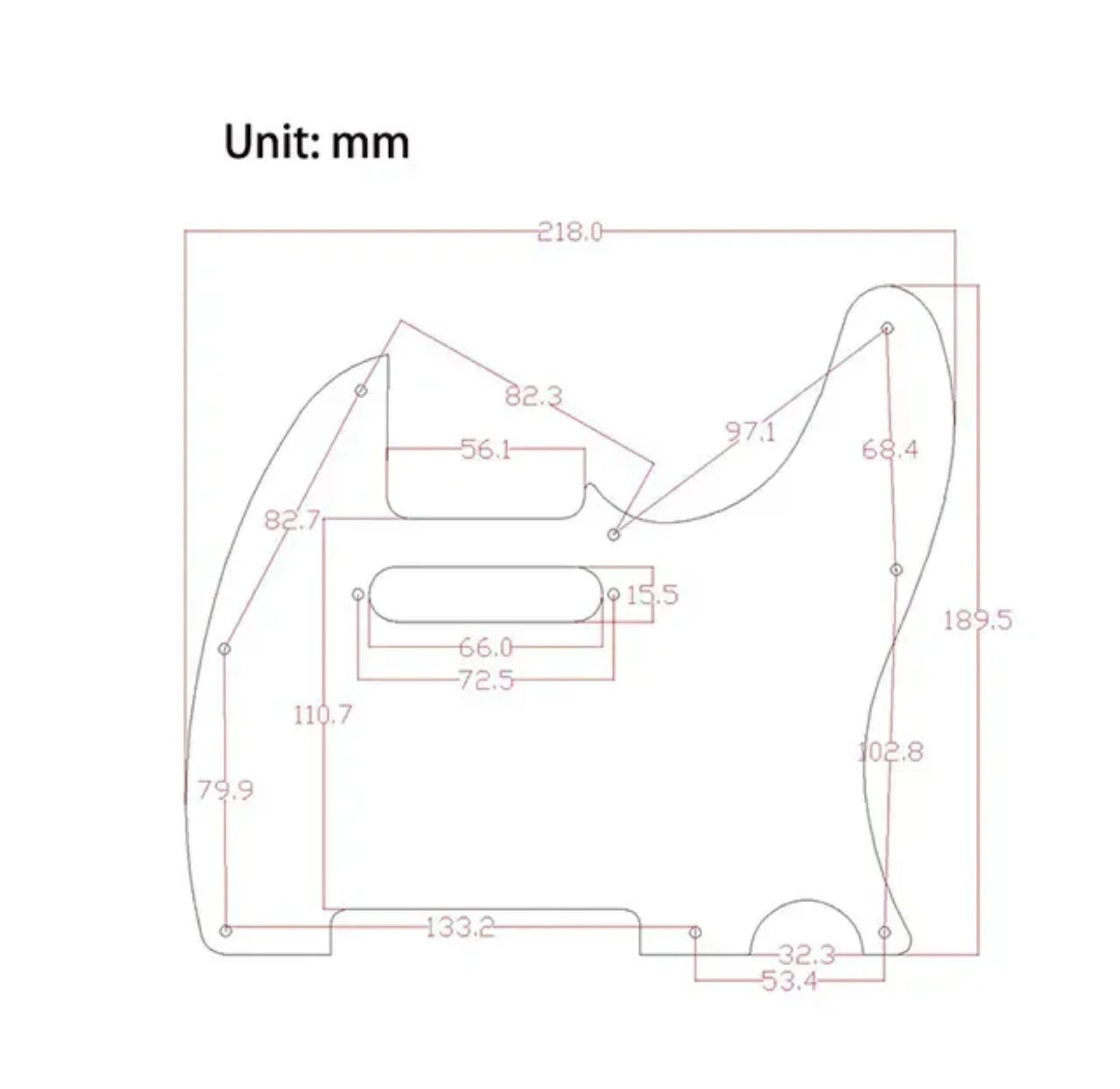 Telecaster scratch plate size guide diagram 